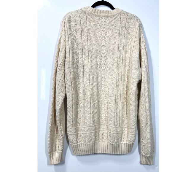 Aeropostale VTG Chunky Knit Sweater Cream Relaxed Casual Preppy Men's Size Large - Picture 4 of 8